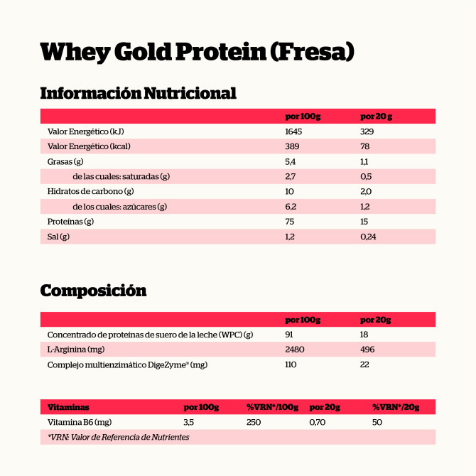 Whey Gold Protein Fresa 500g