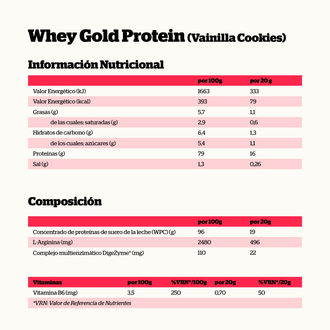 Whey Gold Protein Vainilla Cookies 500g